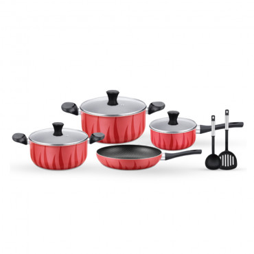 Gitco Hotwaves Non Stick Cookware 9 Pcs Set Ac8516