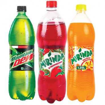 Mountain Dew&Mirinda Orange&Strawberry 3X1.25 Ltr