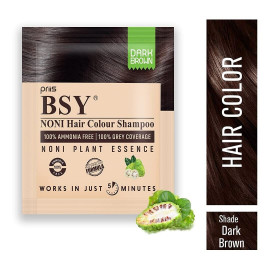 BSY Noni Hair Color Shampoo, Hair Dye - Dark Brown (20ml) -- شامبو لون الشعر نوني بي س وي  ، صبغة شعر - بني غامق (20 مل)