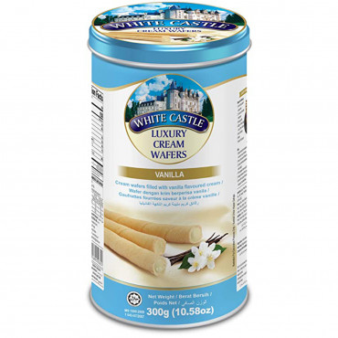 White Castle Luxury Vanilla Cream Wafer Roll Sticks,300g -- ويت كاستل لاكسيري فانيلا كريم ويفير رول عصى ,300جم