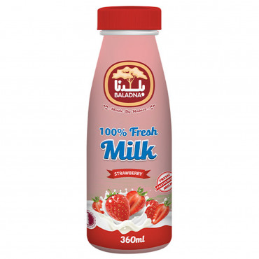 Baladna Fresh Milk Strawberry 360ml -- حليب فراولة طازجة بلدنا 360مل 