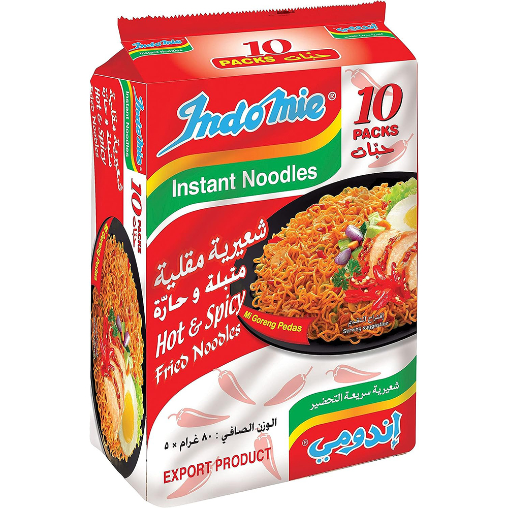 Indomie Noodles Mi Goreng Pedad Hot & Spicy Fried Noodles - 80 gm X 10 -- إندومي نودلز مي جورينج بيداد شعيرية مقلية حارة ومتبلة - 80 جم × 10 Indomie Noodles Mi Goreng Pedad Hot & Spicy Fried Noodles - 80 gm X 10 -- إندومي نودلز مي جورينج بيداد شعيرية مقلية حارة ومتبلة - 80 جم × 10