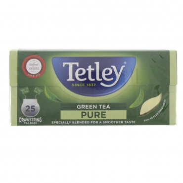 Tetley Drawstring Pure Green Tea Bags 25's -- تيتلي دراوسترينج كيس شاي أخضر صافي25ع