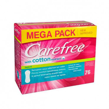 Carefree Panty Liners Normal With Cotton Extract 76s -- كيرفري فوط صحيه مع مستخلصات القطن 76 فوطه