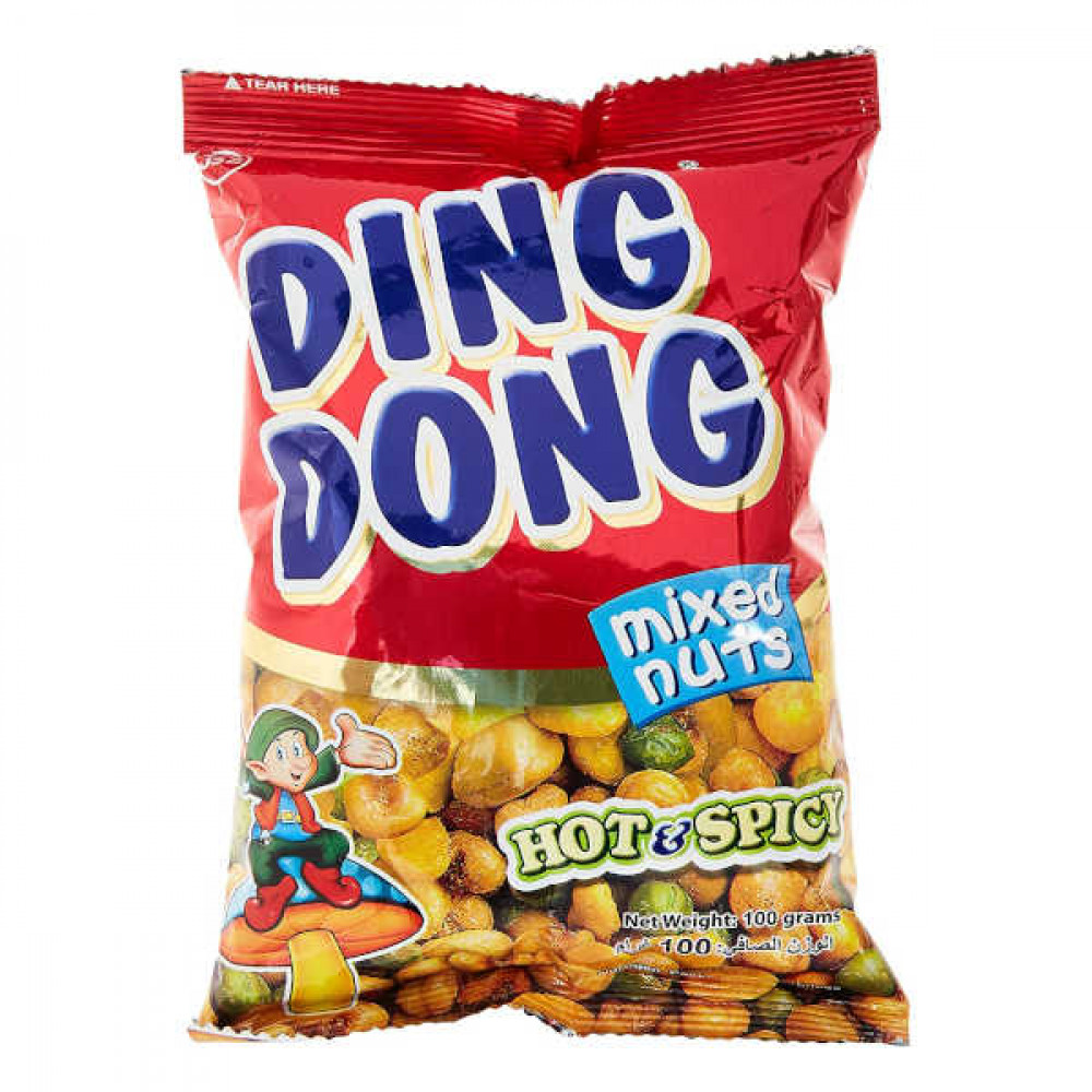 Ding Dong Mixed Nuts Hot & Spicy 100gm -- دنج دونج  خليط حبوب محمصة بالنكهه  الحارة 100 جرام   Ding Dong Mixed Nuts Hot & Spicy 100gm -- دنج دونج  خليط حبوب محمصة بالنكهه  الحارة 100 جرام