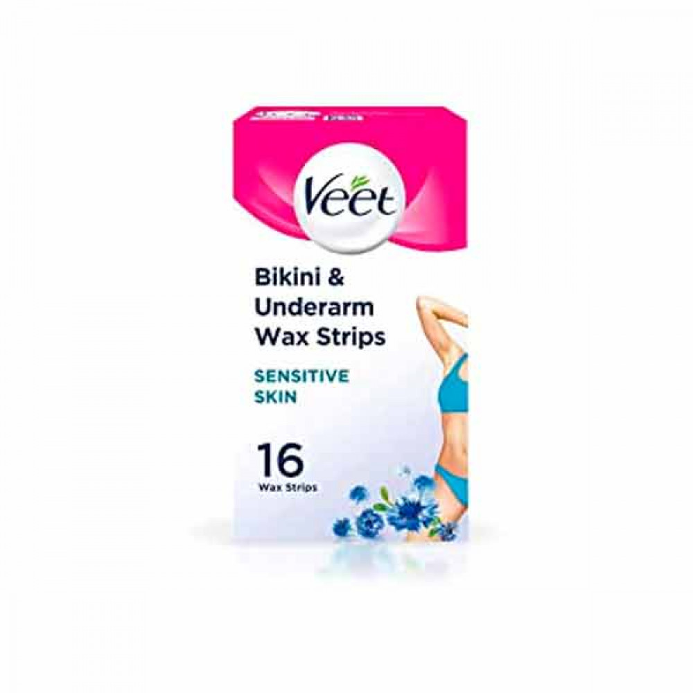 Veet Cold Wax Strips Bkinin/Underarm 16S -- فييت شرائح شمعيه بارده لازاله الشعر على خط البكيني و تحت الإبطين 16 حبه Veet Cold Wax Strips Bkinin/Underarm 16S -- فييت شرائح شمعيه بارده لازاله الشعر على خط البكيني و تحت الإبطين 16 حبه