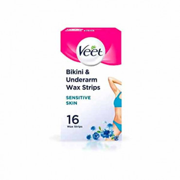 Veet Cold Wax Strips Bkinin/Underarm 16S -- فييت شرائح شمعيه بارده لازاله الشعر على خط البكيني و تحت الإبطين 16 حبه