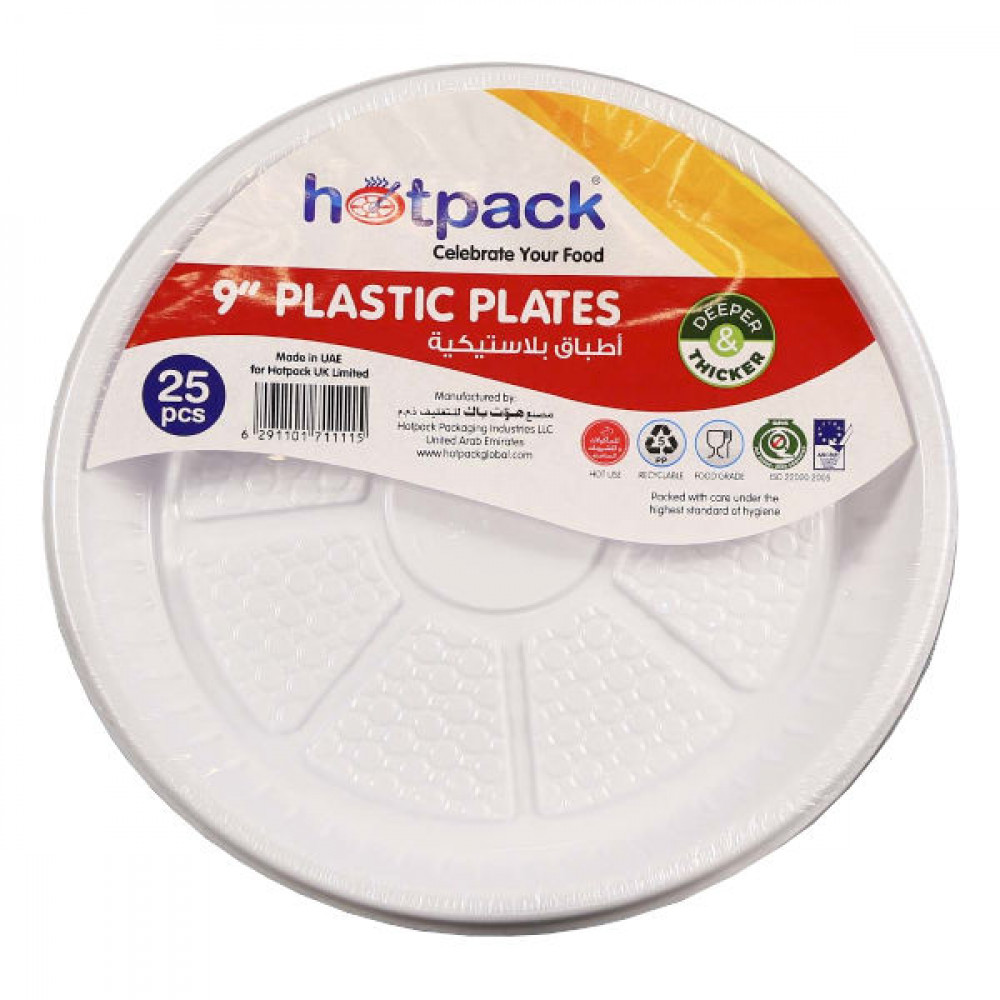 Hotpack Plastic Round Plate 9 Inches 25's -- هوت باك طبق بلاستيك دائري 9 بوصات 25 حبة Hotpack Plastic Round Plate 9 Inches 25's -- هوت باك طبق بلاستيك دائري 9 بوصات 25 حبة