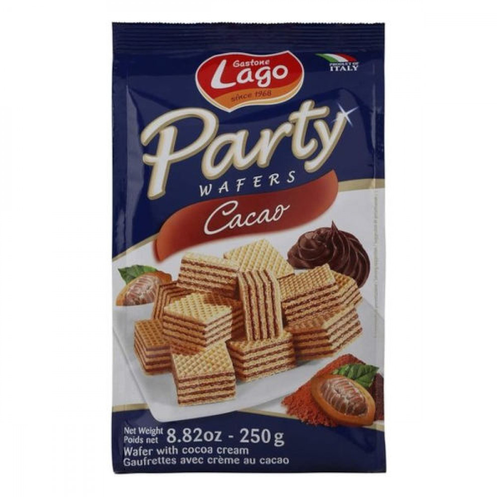 Lago Party Wafers Cacao 250gm -- لاجو بارتي ويفر كاكاو 250 جم Lago Party Wafers Cacao 250gm -- لاجو بارتي ويفر كاكاو 250 جم