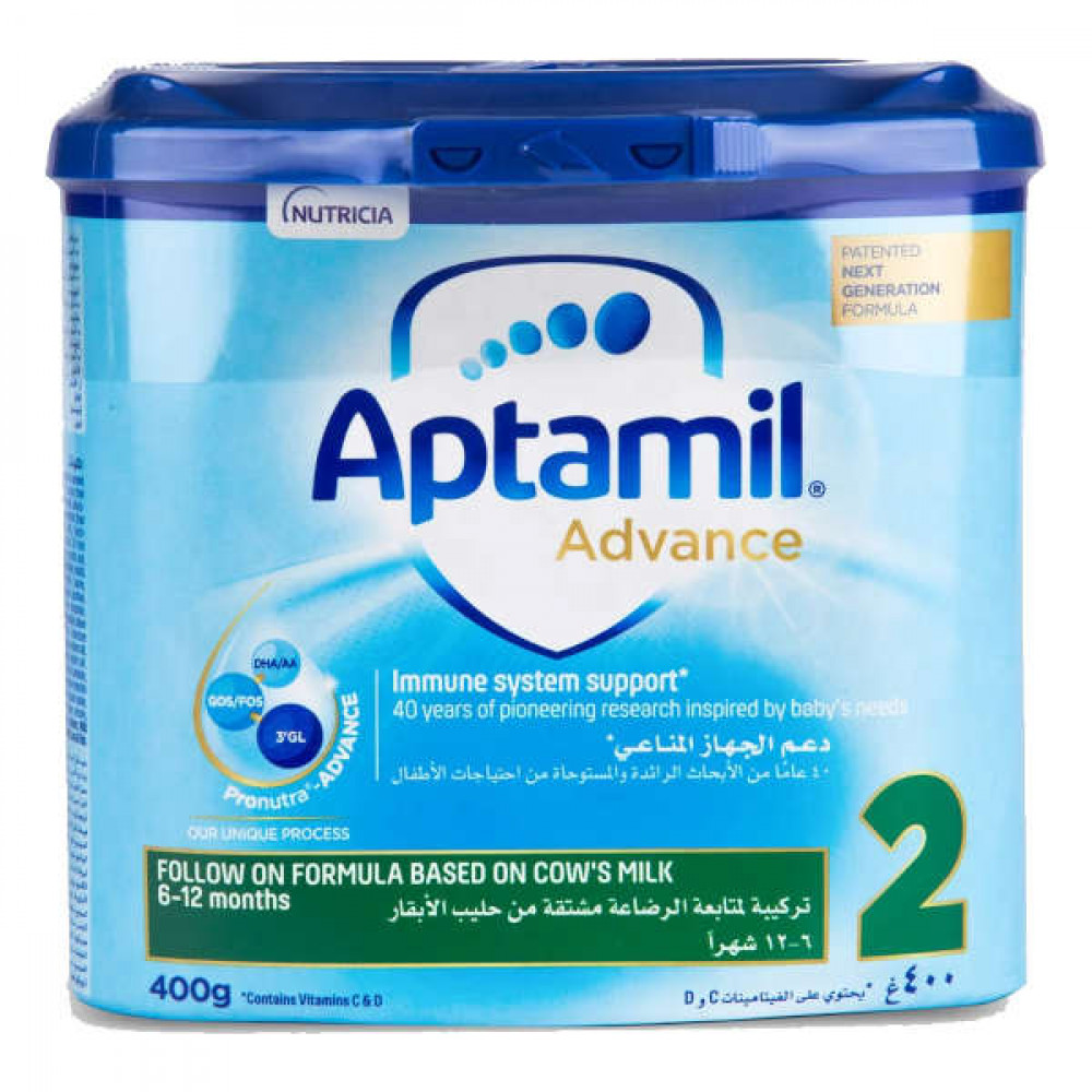 Aptamil Advance 2 Follow On Milk Formula (6 to 12 Months) 400gm -- أبتاميل أدفانس 2 تركيبة حليب متابعة (من 6 إلى 12 شهرًا) 400 جم Aptamil Advance 2 Follow On Milk Formula (6 to 12 Months) 400gm -- أبتاميل أدفانس 2 تركيبة حليب متابعة (من 6 إلى 12 شهرًا) 400 جم
