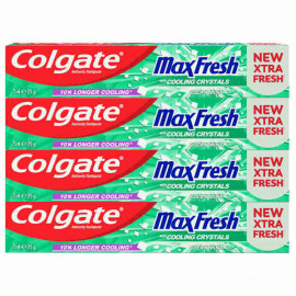 Colgate Toothpaste MaxFresh Clean Mint 4 x 75ml -- معجون أسنان كولجت ينعش النفس بنكهة النعناع 75 مل 4 حبة Colgate Toothpaste MaxFresh Clean Mint 4 x 75ml -- معجون أسنان كولجت ينعش النفس بنكهة النعناع 75 مل 4 حبة
