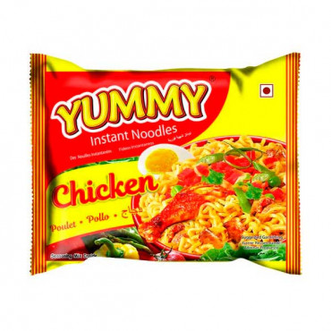 Yummy Instant Noodles Chicken Flavour 65gm -- يومي شعيرية سريعة التحضير تشكيله 65 جرام   