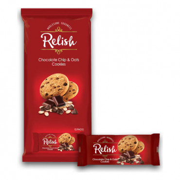 Nabil Relish Chocolate Chips & Oats Cookies 12 x 42gm -- نبيل ريليش كوكيز برقائق الشوكولاتة و الشوفان 42 جرام 12 حبة